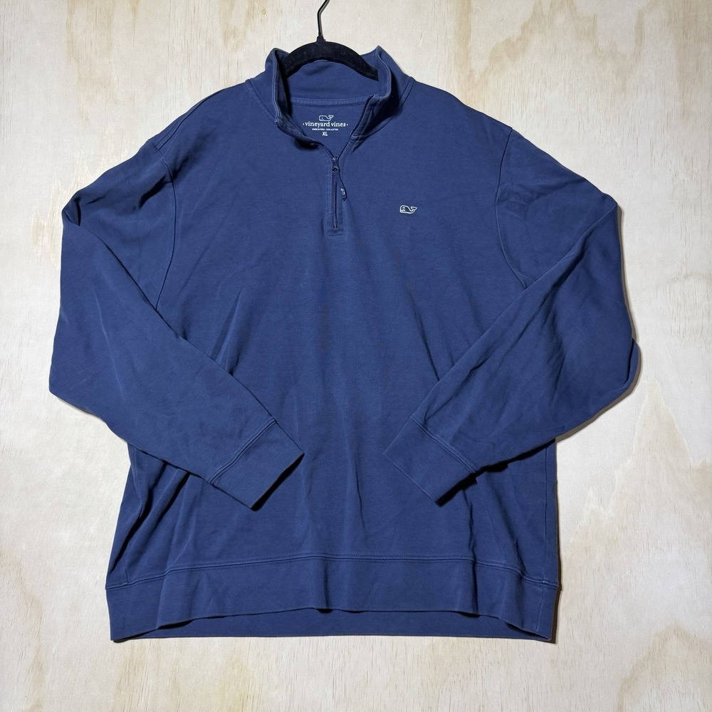 Vineyard Vines 1/4 Zip Pullover Sweatshirt Mens XL Blue Cotton Whale Logo